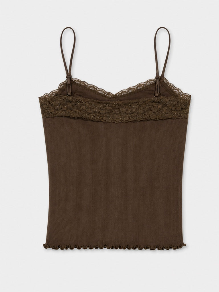 Nuon Olive Lace-Detailed Cotton-Blend Top
