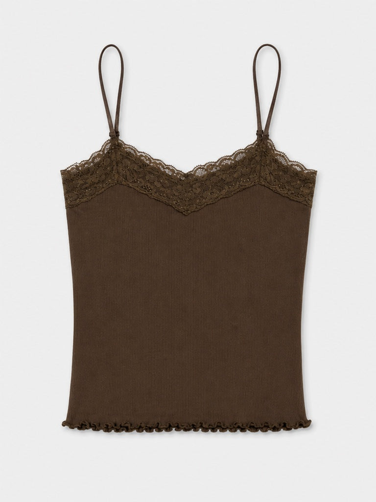 Nuon Olive Lace-Detailed Cotton-Blend Top