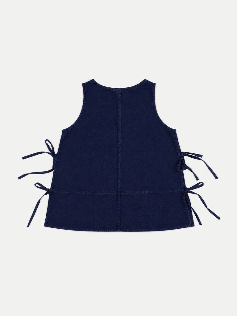 LOV Dark Blue Tie-Up Cotton-Blend Top