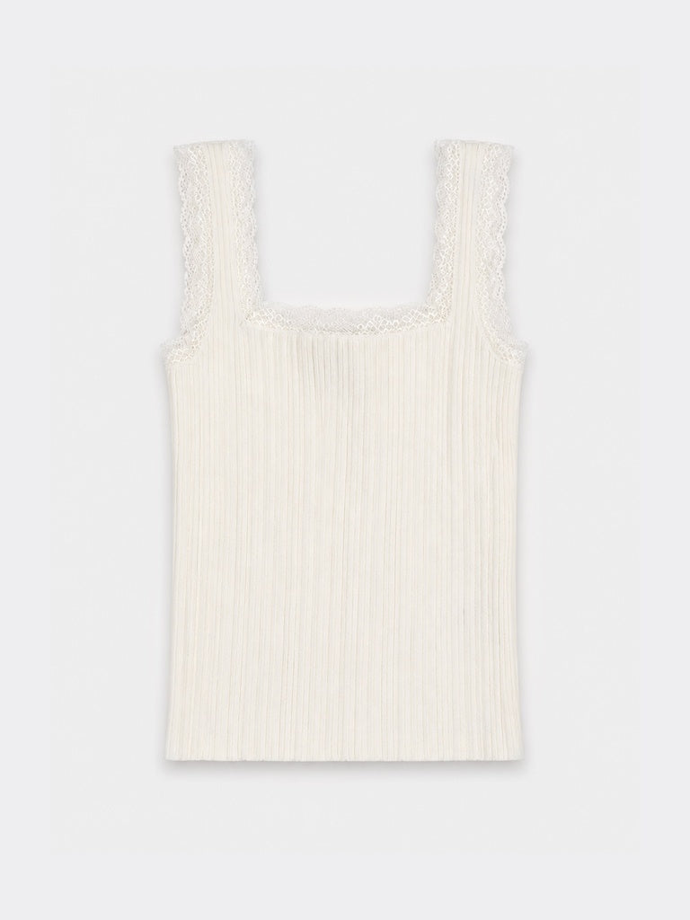 LOV Off-White Lace-Detailed Top