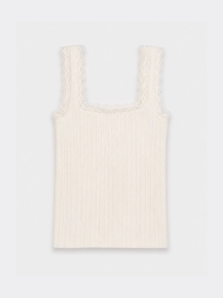 LOV Off-White Lace-Detailed Top