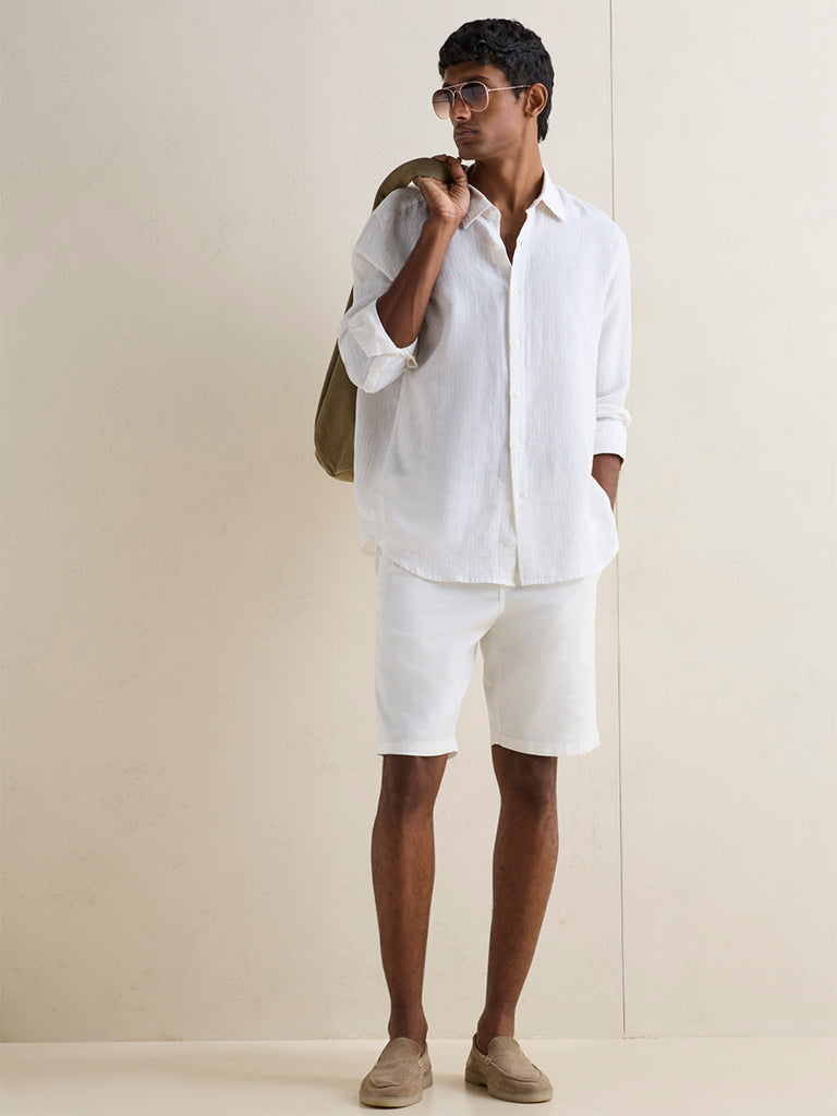 Ascot Off-White Relaxed-Fit Linen Shirt