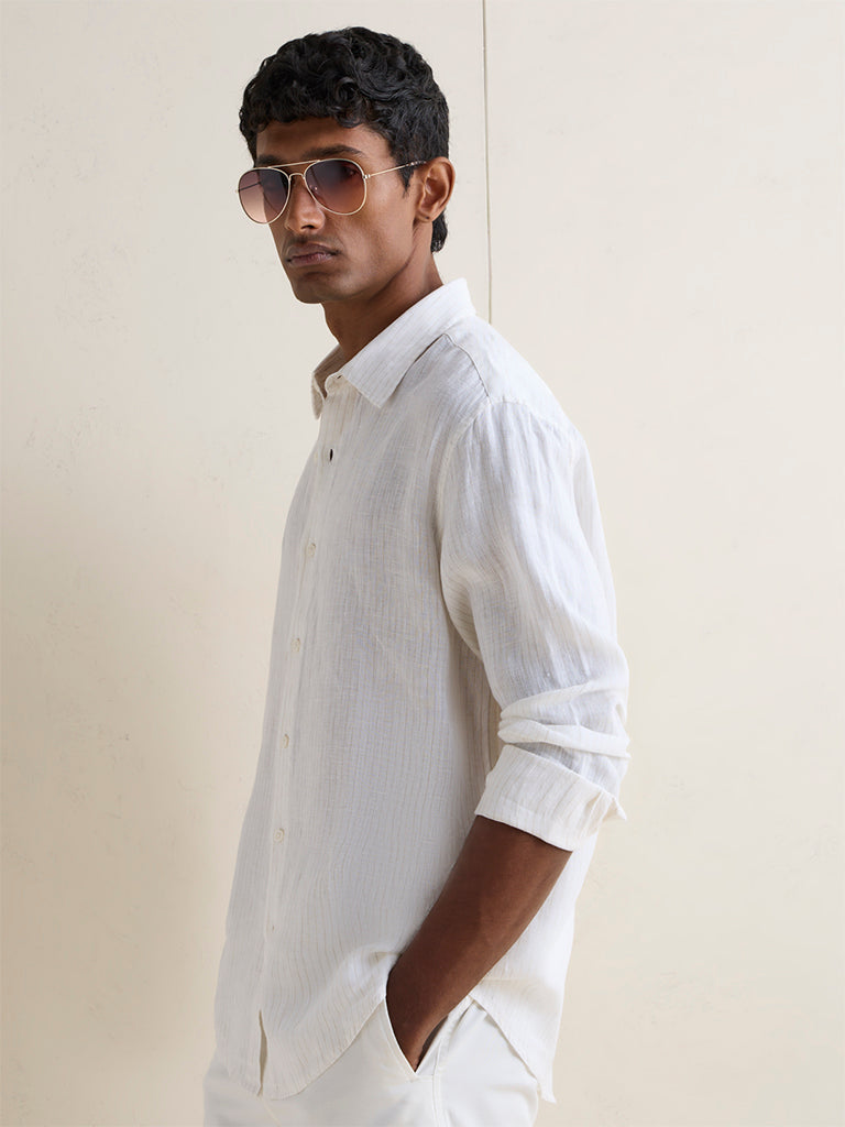 Ascot Off-White Relaxed-Fit Linen Shirt