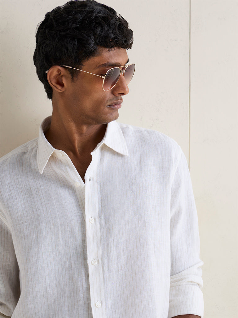 Ascot Off-White Relaxed-Fit Linen Shirt