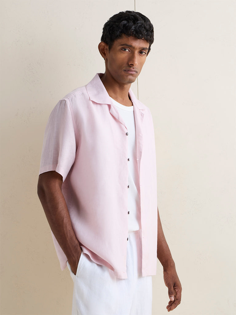 Ascot Light Pink Relaxed-Fit Linen Shirt