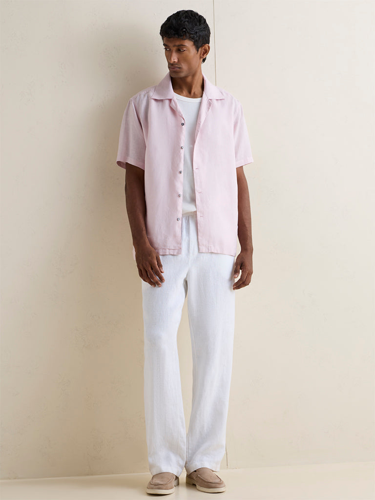 Ascot Light Pink Relaxed-Fit Linen Shirt