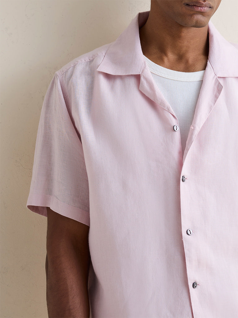 Ascot Light Pink Relaxed-Fit Linen Shirt