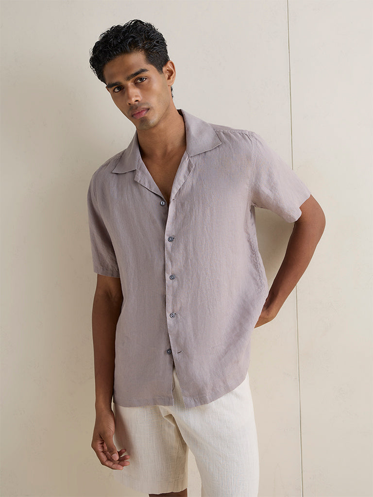 Ascot Grey Relaxed-Fit Linen Shirt