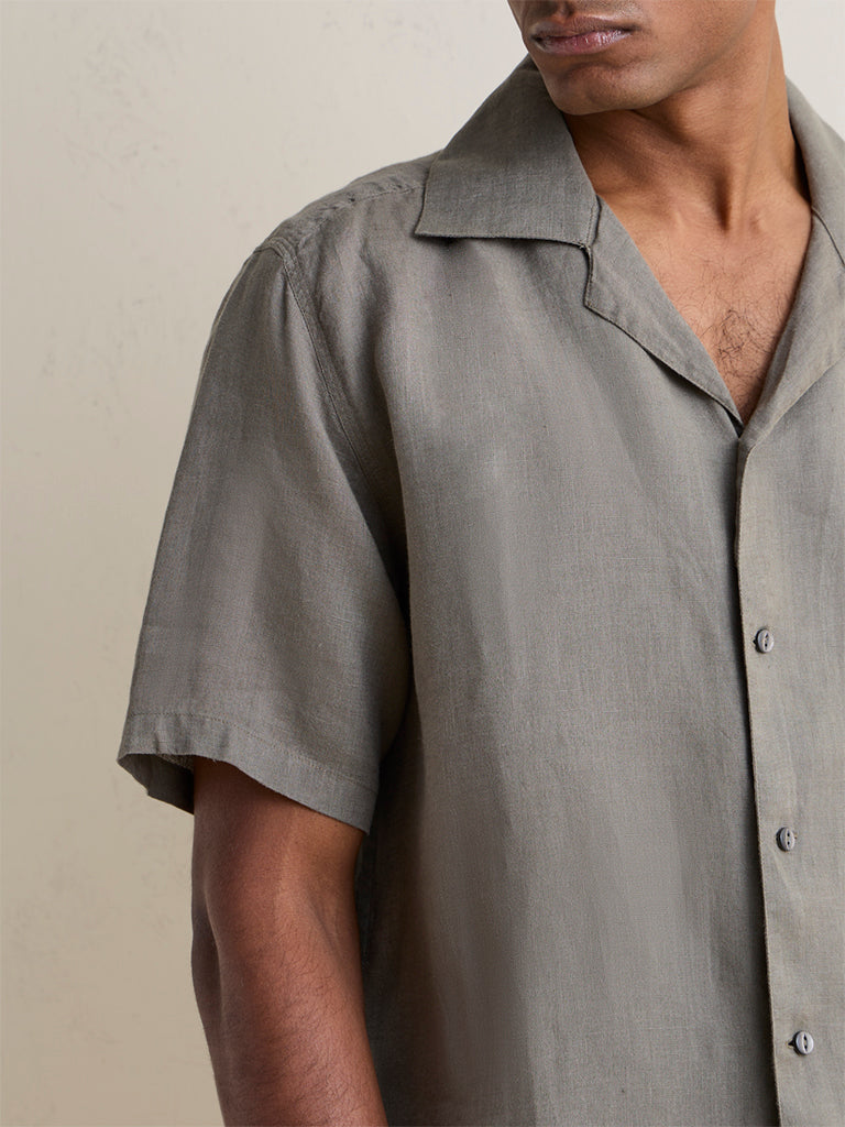 Ascot Dark Sage Relaxed-Fit Linen Shirt
