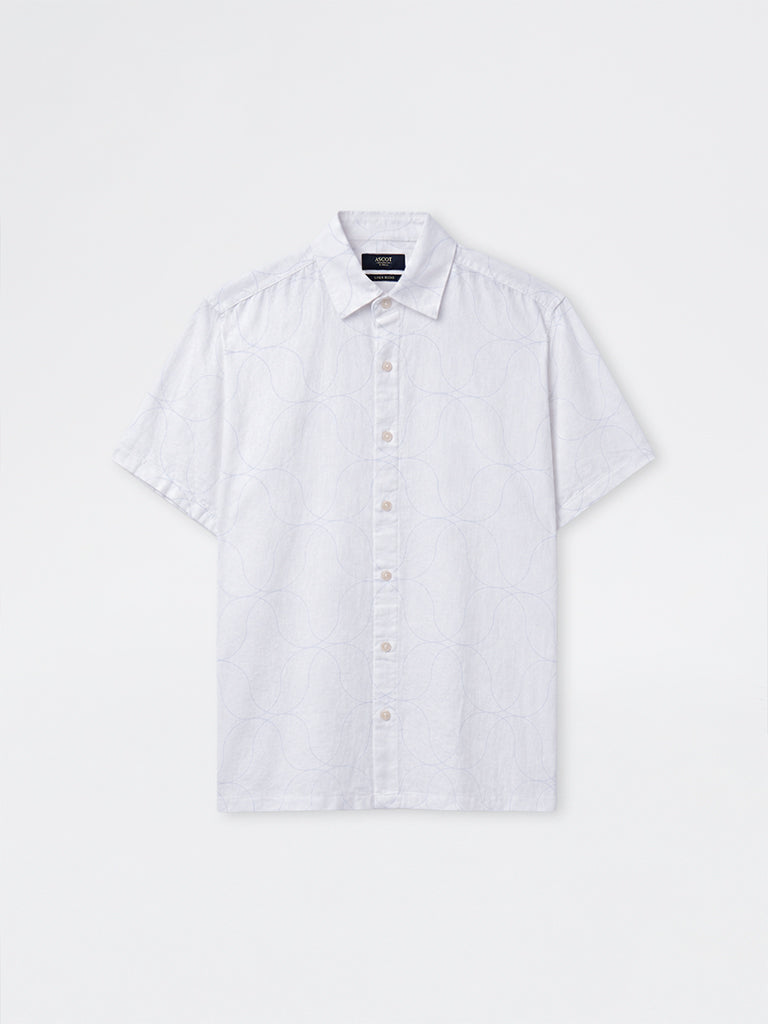 Ascot Off-White Printed Relaxed-Fit Shirt