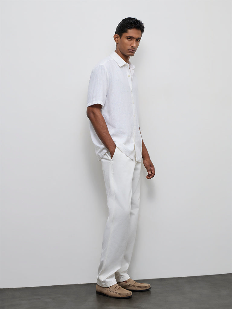 Ascot Off-White Printed Relaxed-Fit Shirt
