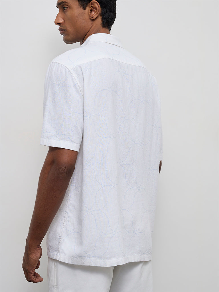 Ascot Off-White Printed Relaxed-Fit Shirt
