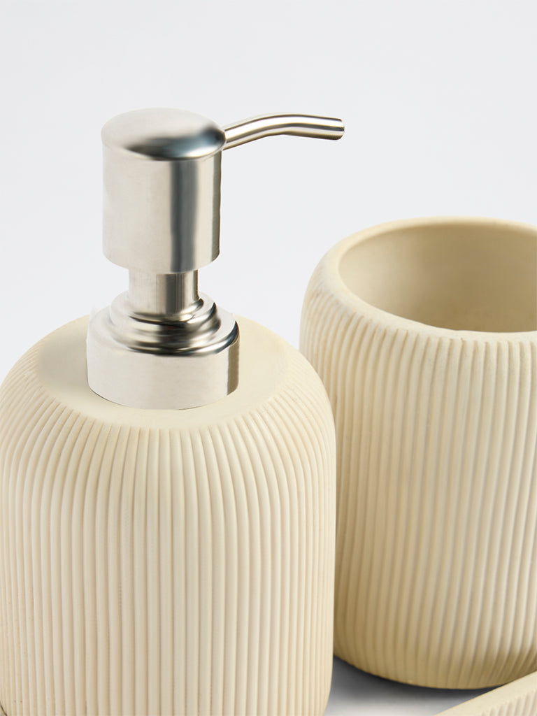 Westside Home Ivory Ribbed-Textured Bathroom Accessory Set