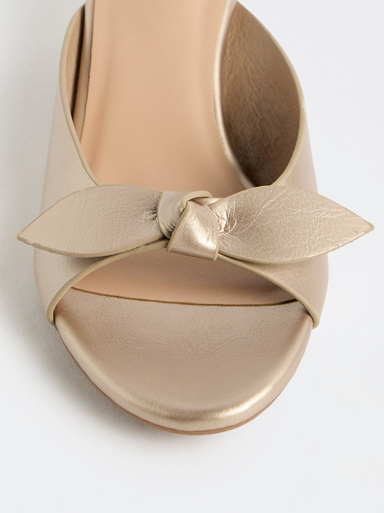 LUNA BLU Champagne Kitten-Heel Sandals