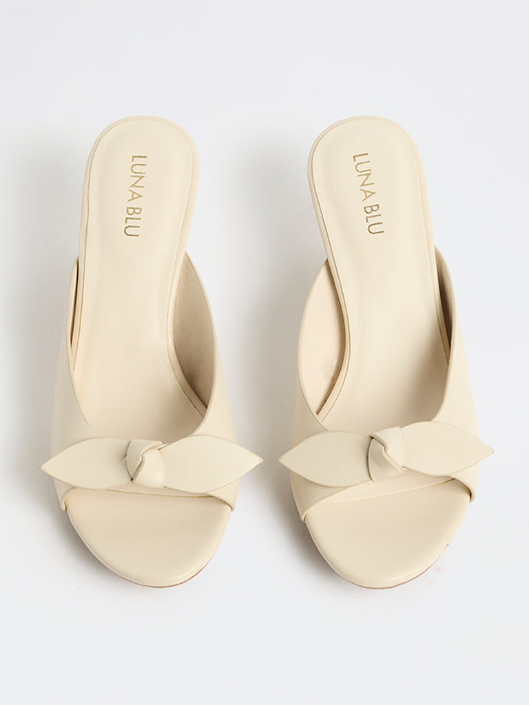 LUNA BLU Ivory Kitten-Heel Sandals