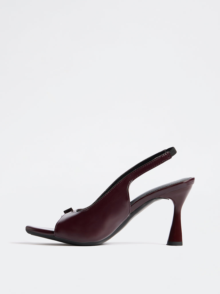 LUNA BLU Burgundy Slingback Stiletto Heel Sandals