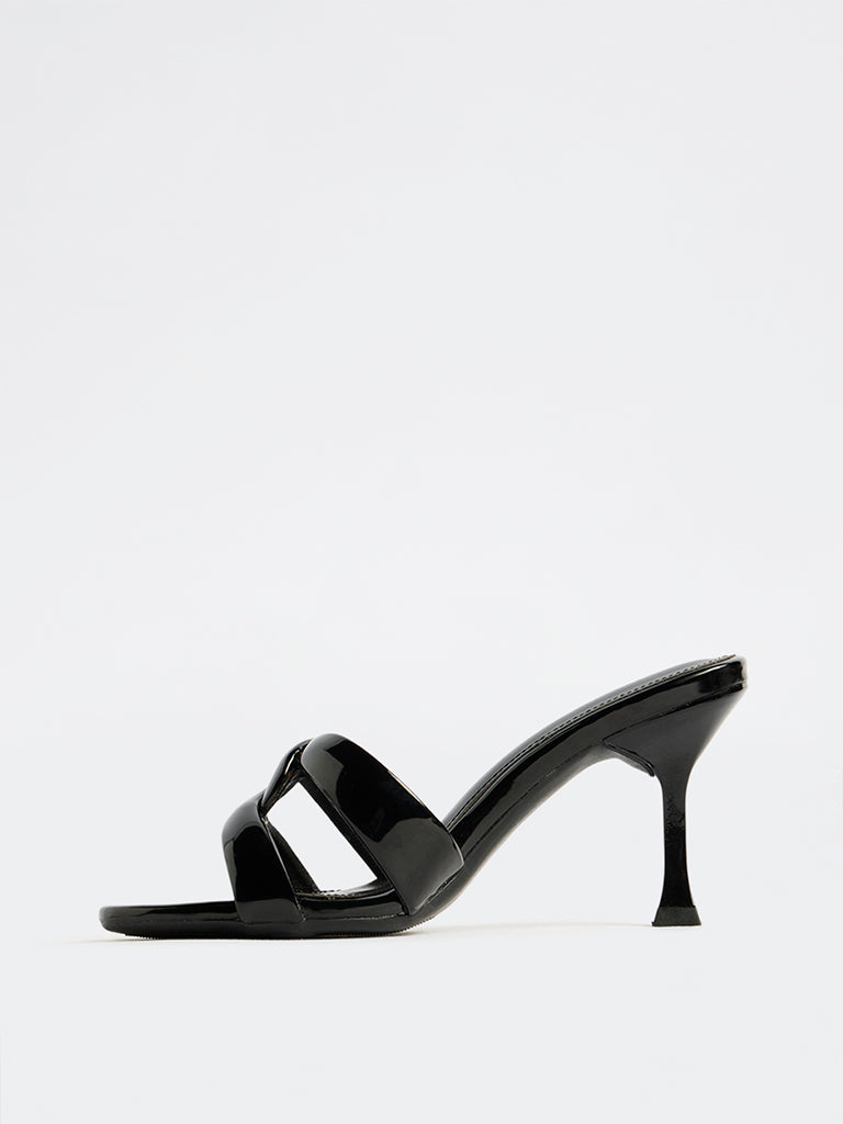 LUNA BLU Black Stiletto Heel Sandals