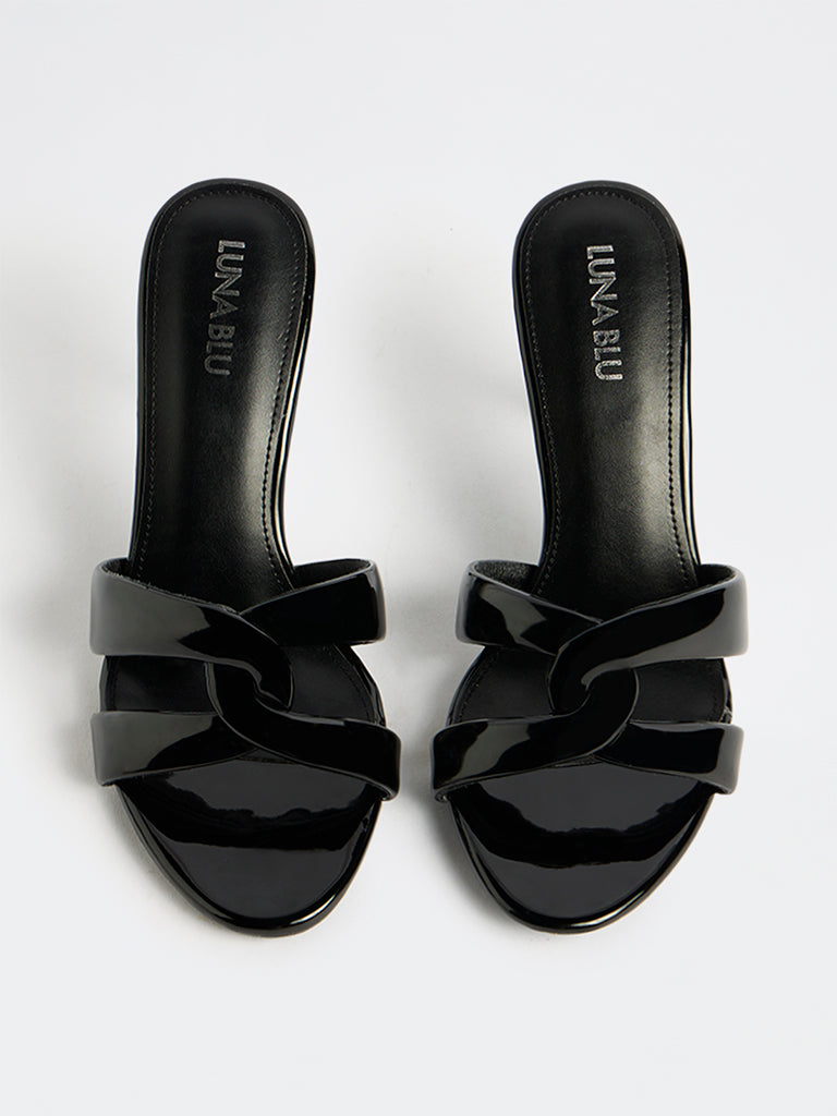 LUNA BLU Black Stiletto Heel Sandals