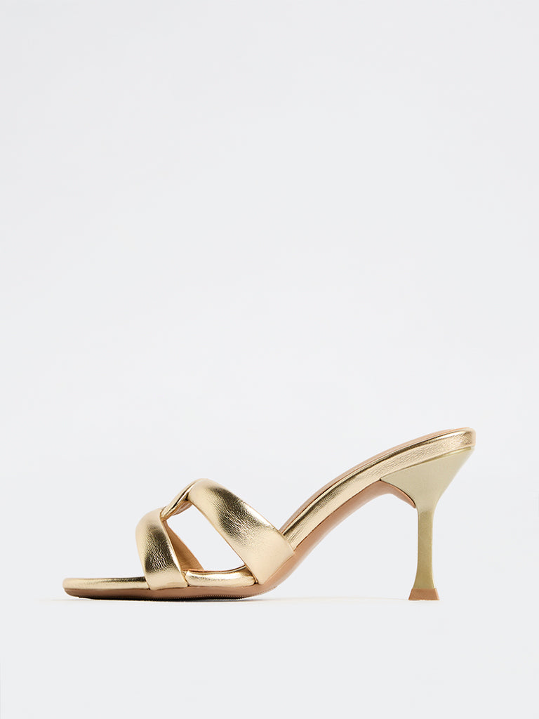 LUNA BLU Gold Stiletto Heel Sandals