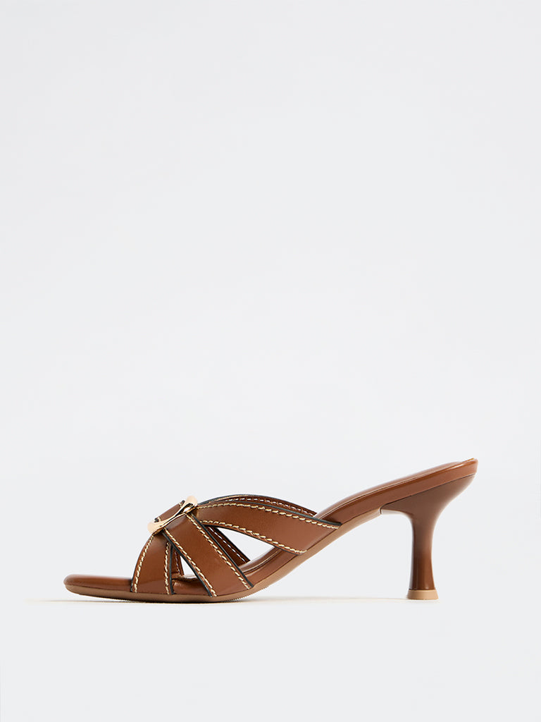 LUNA BLU Tan Multi-Strap Heel Sandals