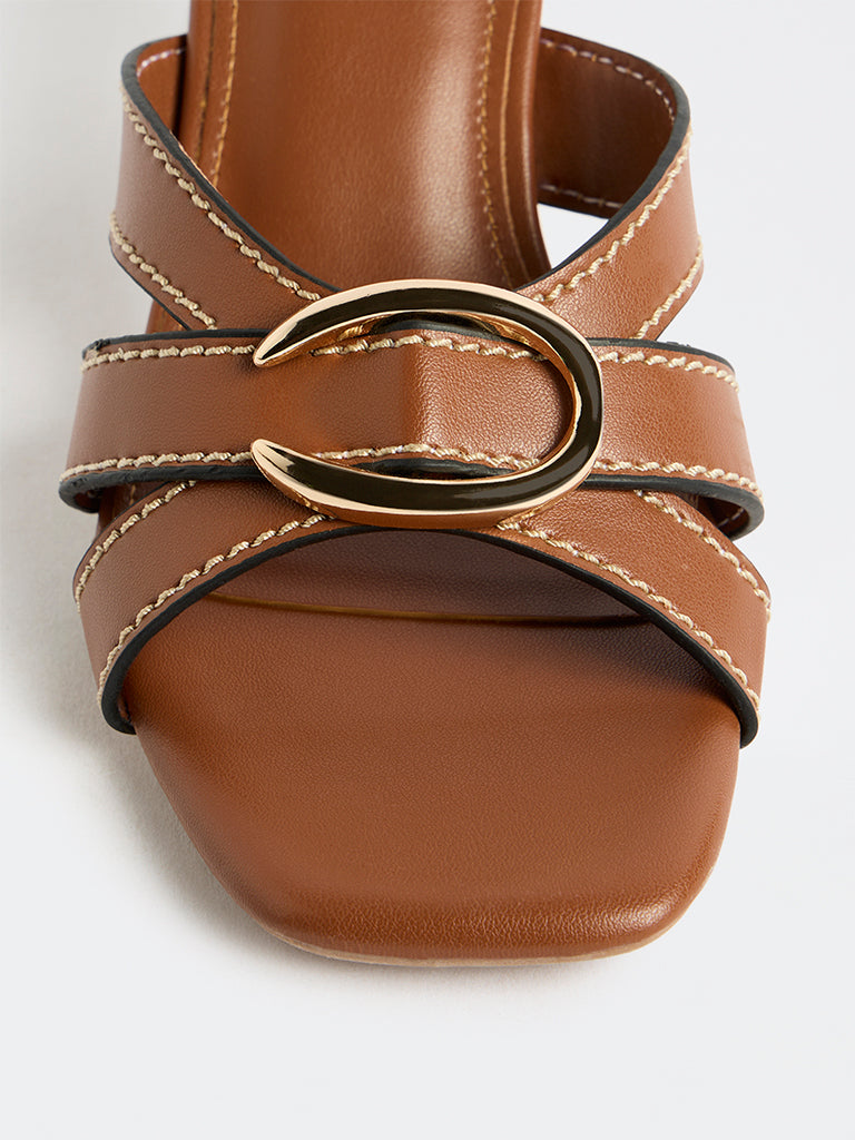 LUNA BLU Tan Multi-Strap Heel Sandals
