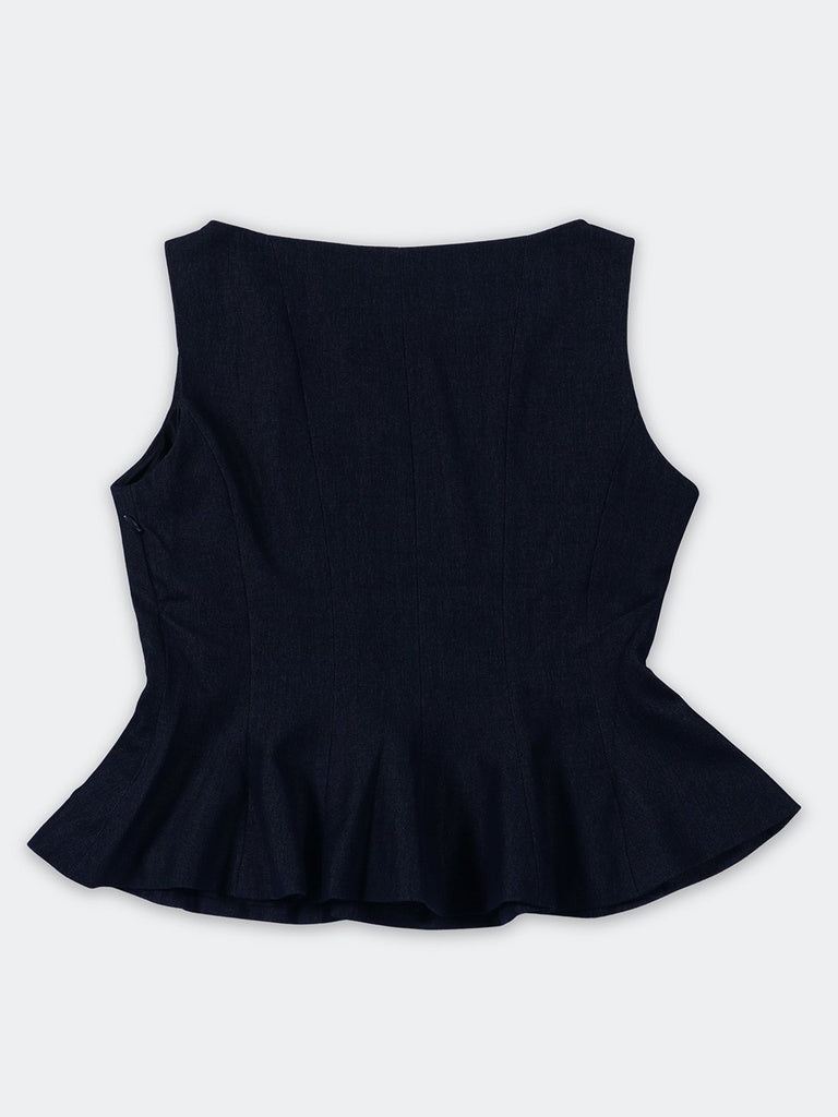 Wardrobe Navy Denim Peplum Top