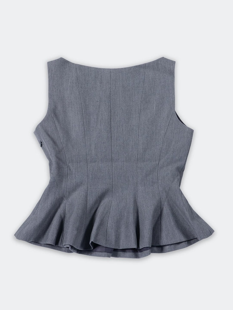 Wardrobe Grey Solid Peplum Top