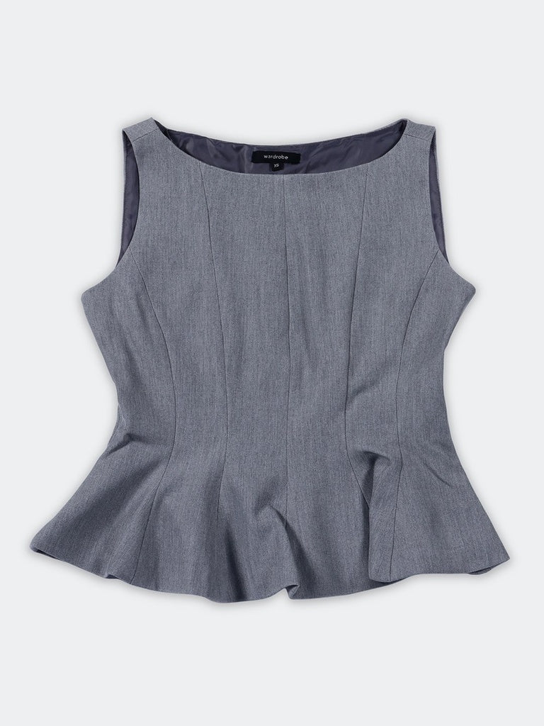 Wardrobe Grey Solid Peplum Top