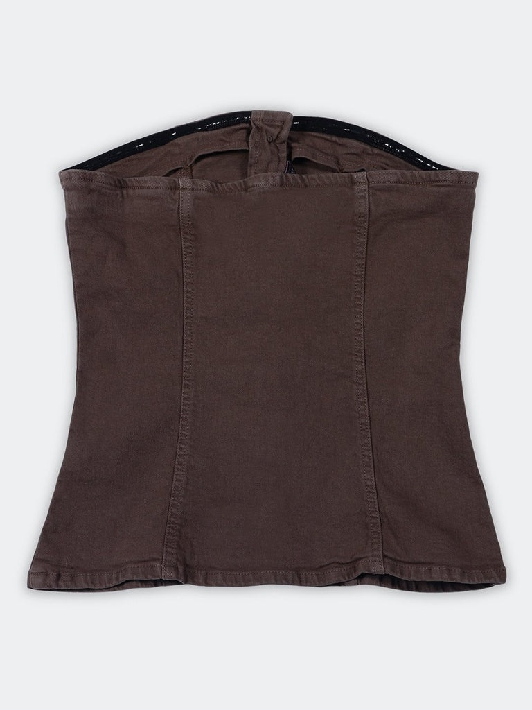 LOV Dark Brown Denim Tube Top
