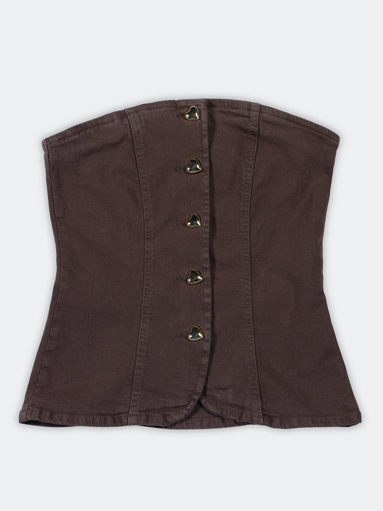 LOV Dark Brown Denim Tube Top