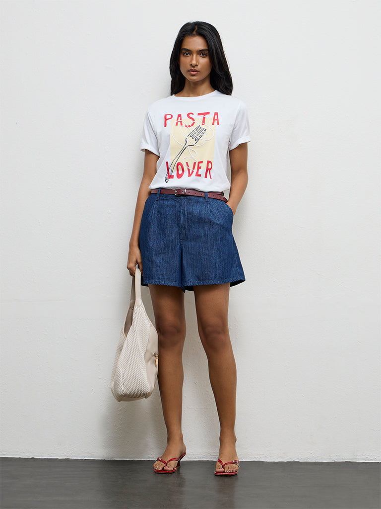 LOV Dark Blue High-Rise Denim Shorts