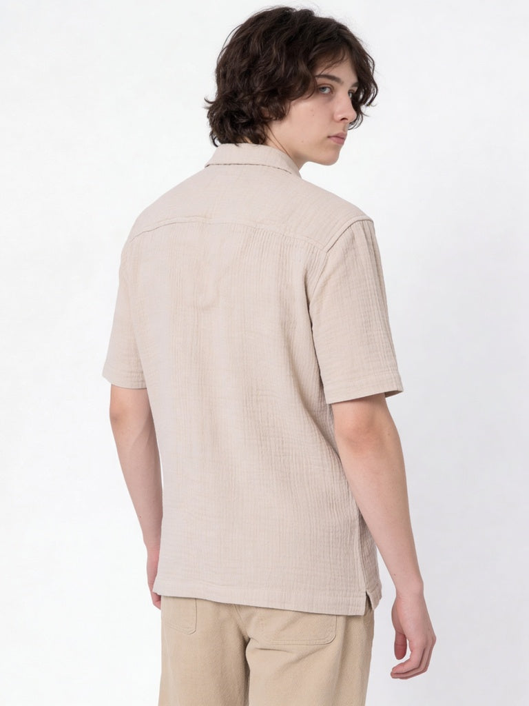 Y&F Kids Boys Beige Solid Textured Cotton Shirt