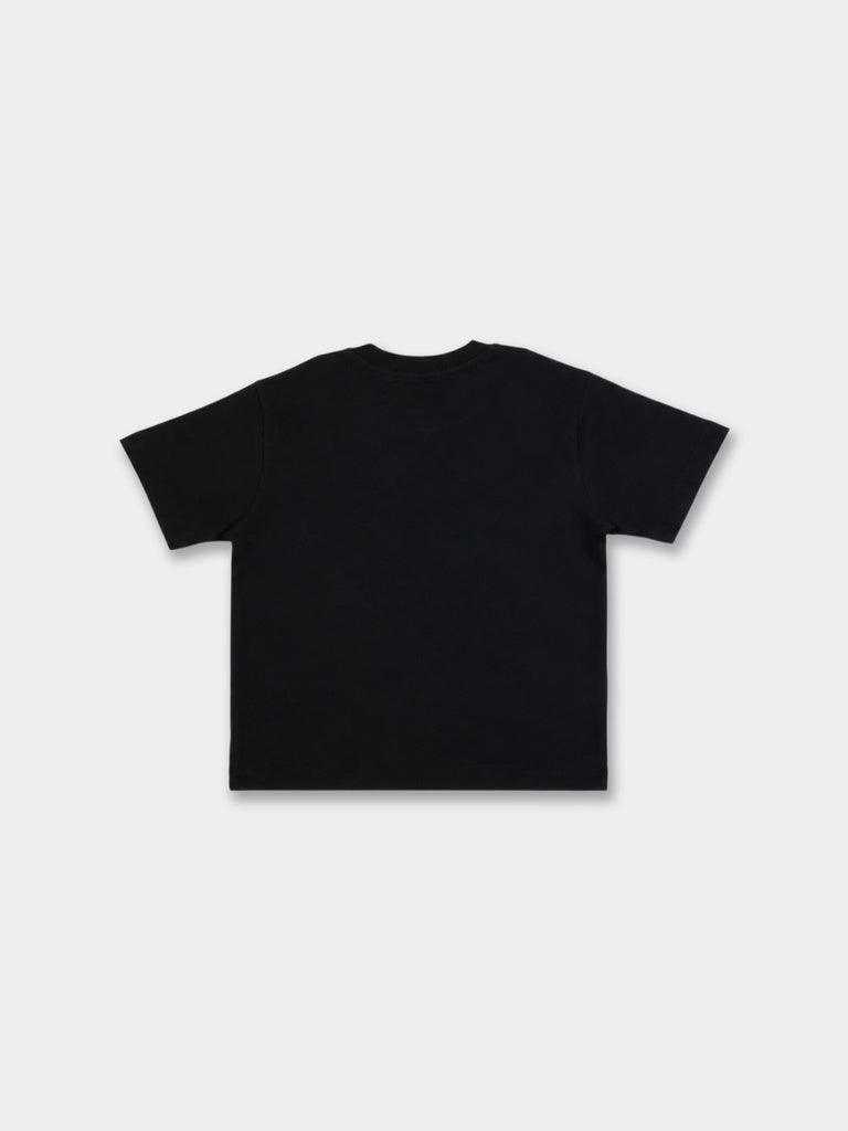 Boys Black Embossed Cotton T-Shirt