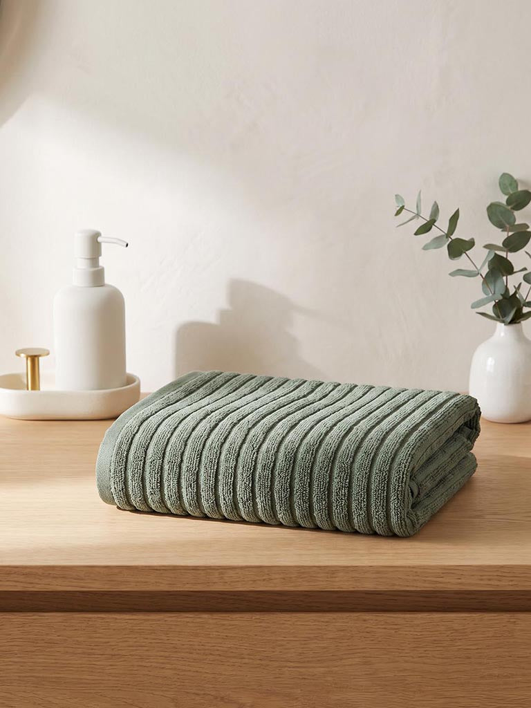 Westside Home Dark Olive Self-Striped Bath Sheet