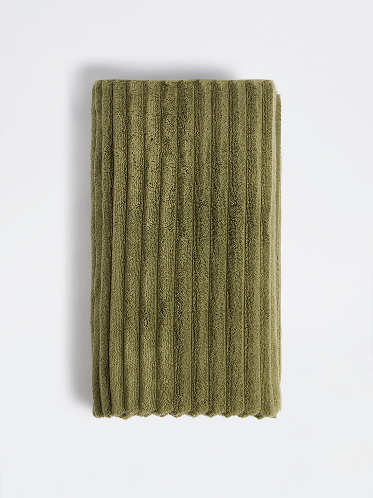 Westside Home Dark Olive Self-Striped Bath Sheet