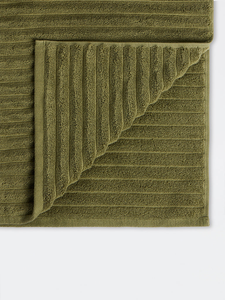 Westside Home Dark Olive Self-Striped Bath Sheet