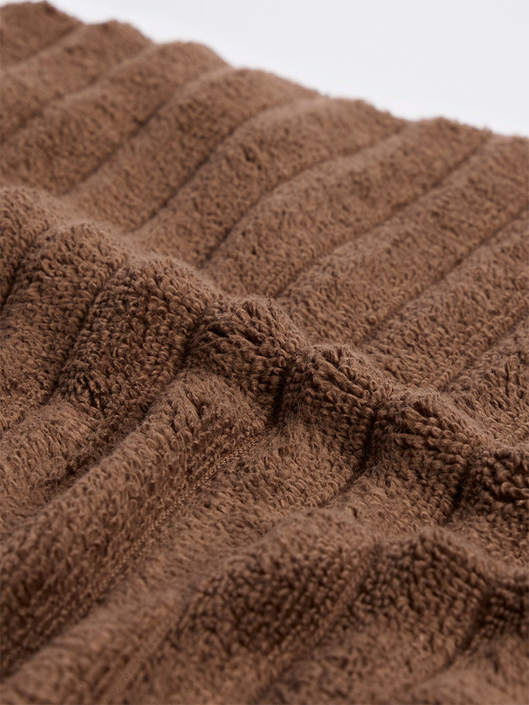 Westside Home Dark Brown Self-Striped Face Towels - Set of 2