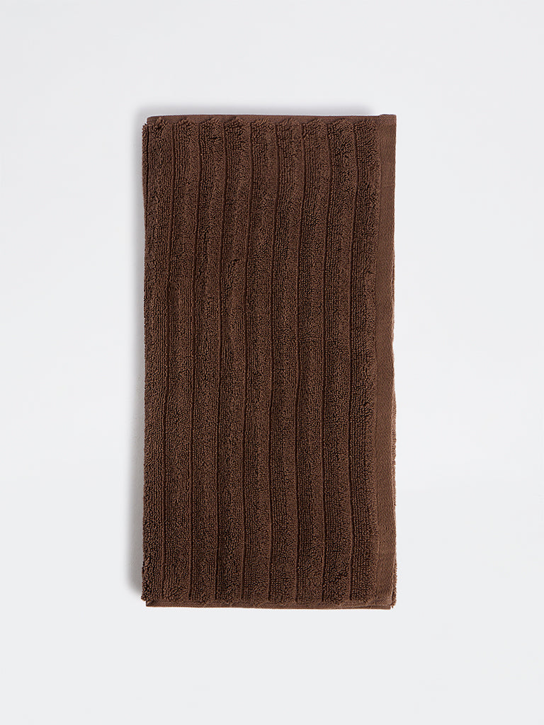 Westside Home Dark Brown Self-Striped Hand Towel