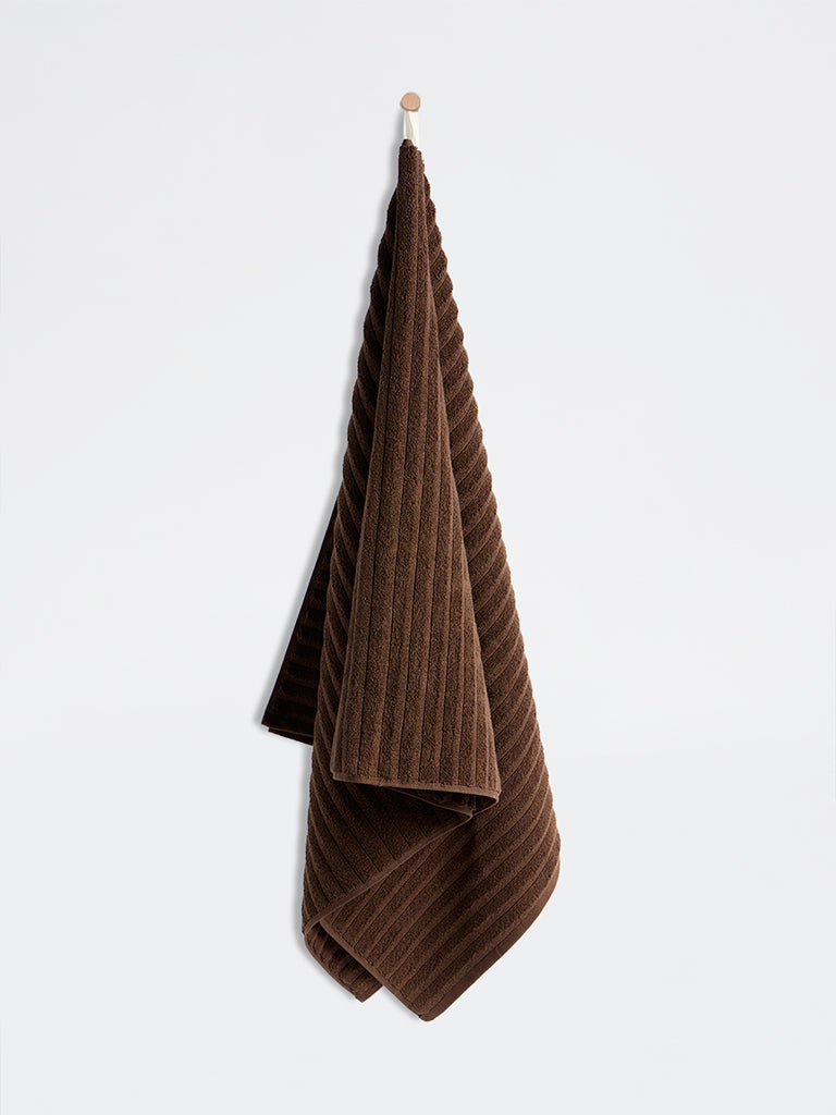 Westside Home Dark Brown Self-Striped Bath Towel