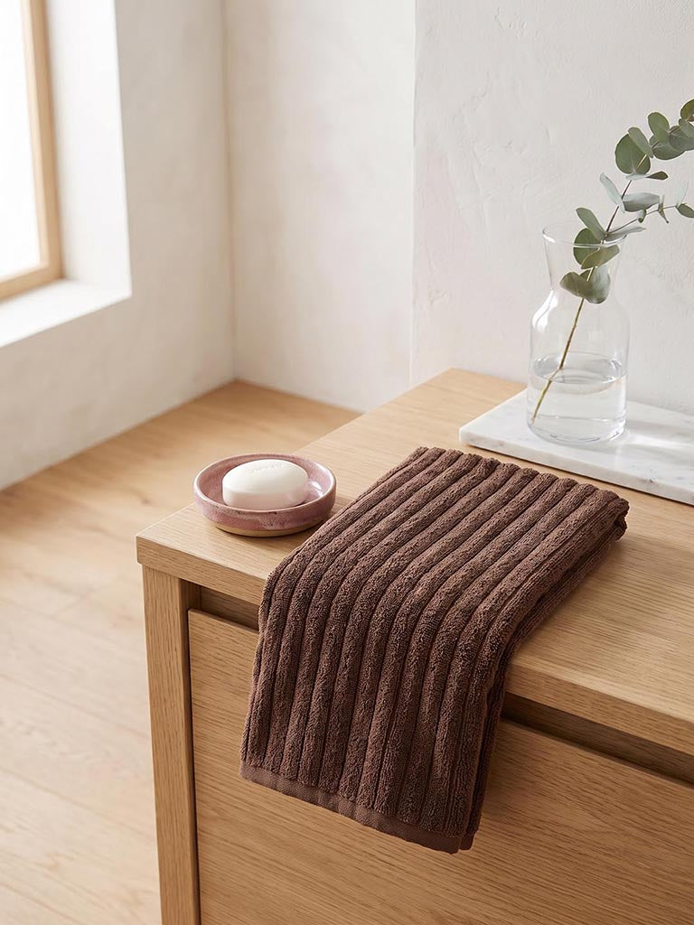 Westside Home Dark Brown Self-Striped Bath Sheet