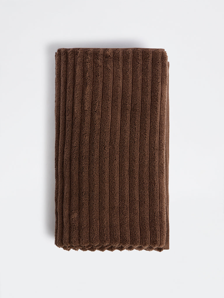 Westside Home Dark Brown Self-Striped Bath Sheet
