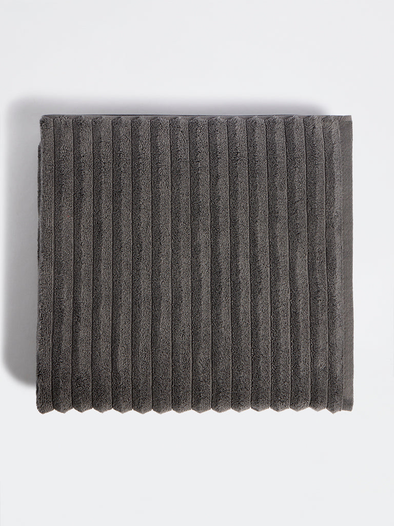 Westside Home Charcoal Self-Striped Bath Towel