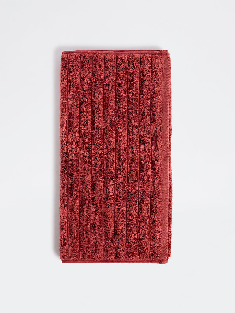 Westside Home Red Self-Striped Hand Towel