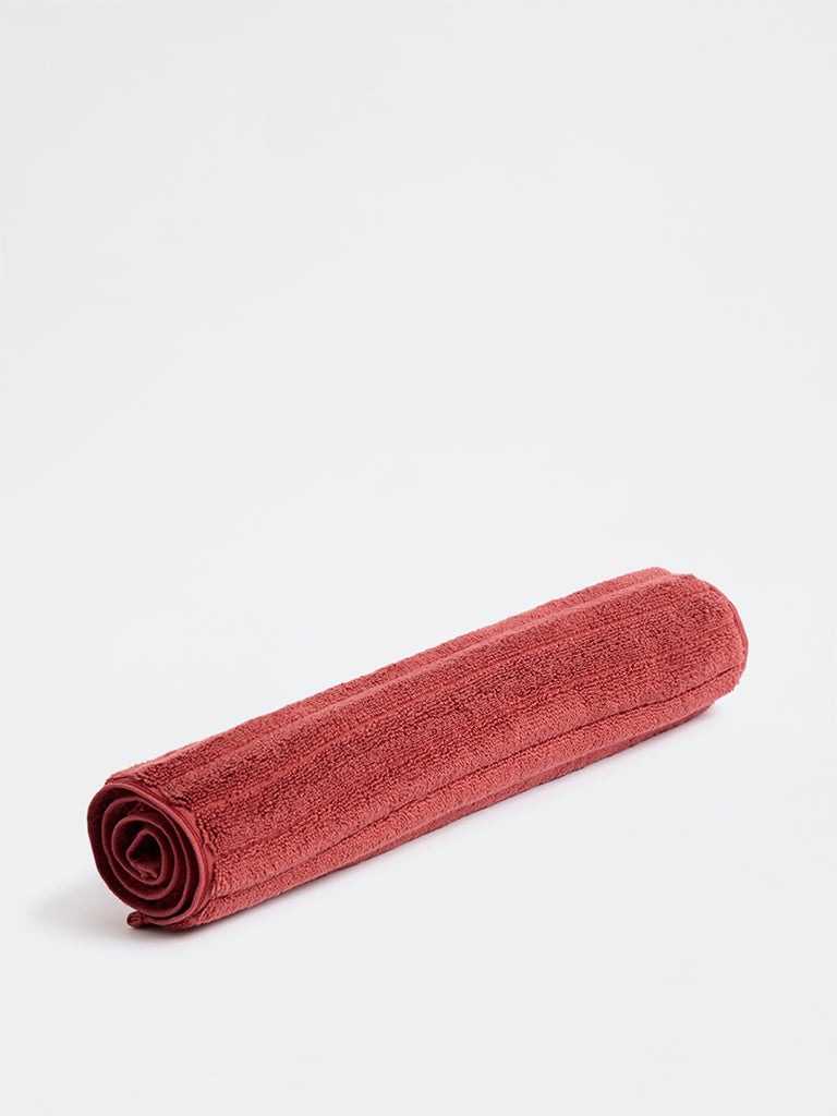 Westside Home Red Self-Striped Hand Towel