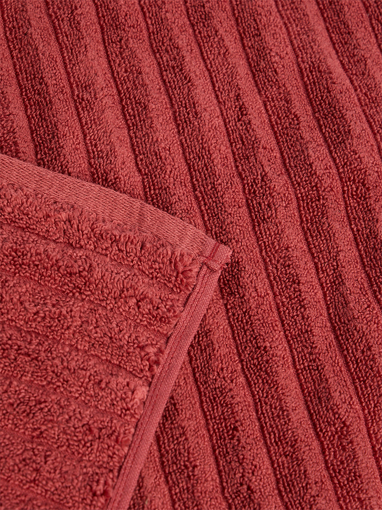 Westside Home Red Self-Striped Hand Towel