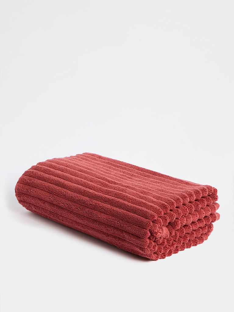 Westside Home Red Self-Striped Bath Sheet