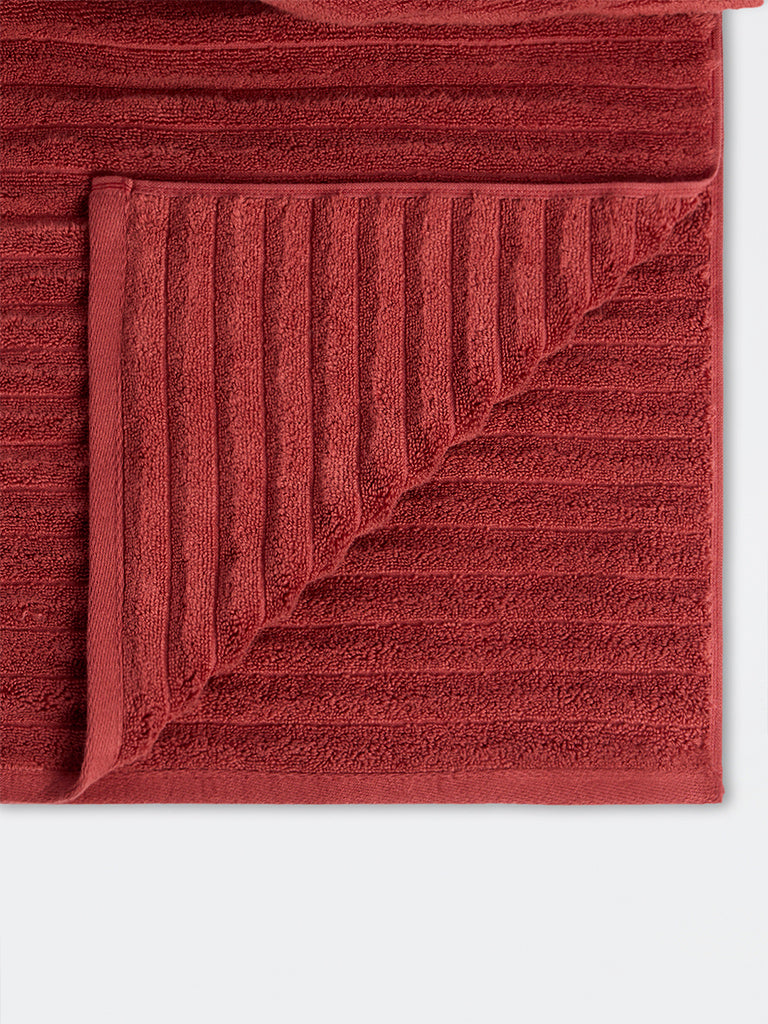 Westside Home Red Self-Striped Bath Sheet