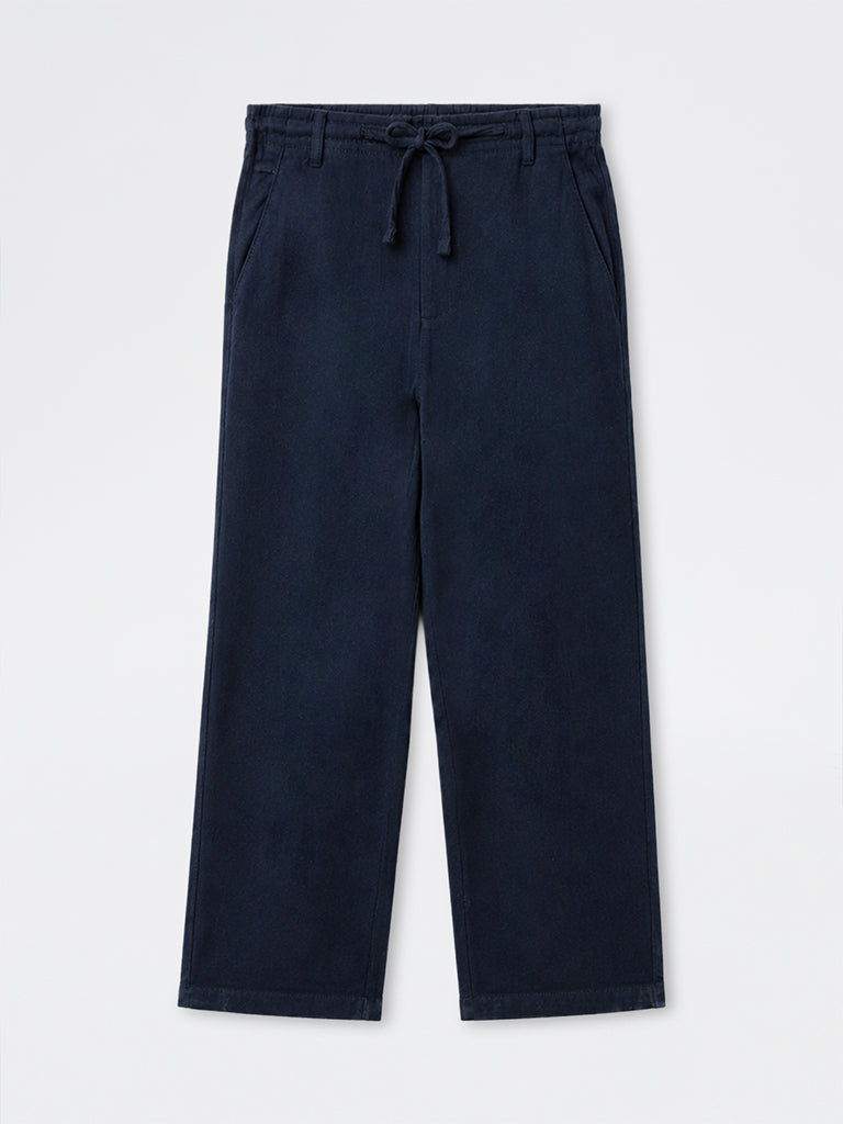 ETA Navy Relaxed-Fit Mid-Rise Cotton-Blend Chinos
