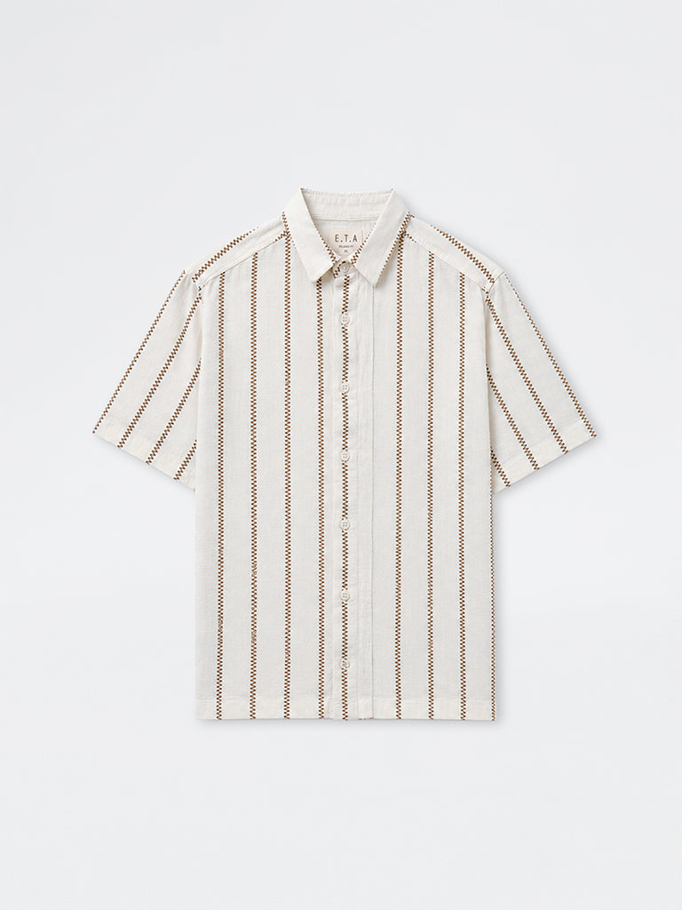 ETA Off-White Striped Relaxed-Fit Cotton Shirt