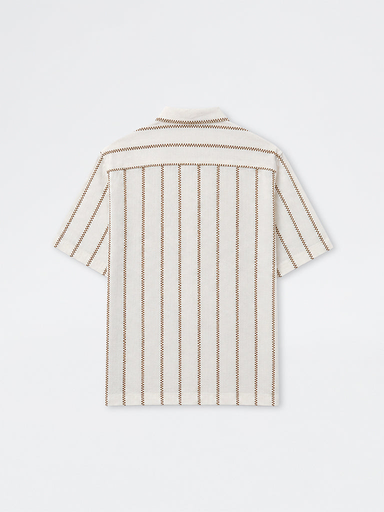 ETA Off-White Striped Relaxed-Fit Cotton Shirt